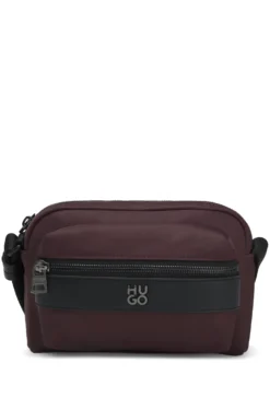Twill crossbody bag with stacked-logo hardware