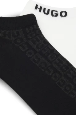 Two-pack of ankle-length socks with logo intarsia