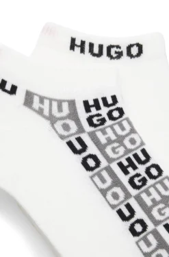 Two-pack of ankle-length socks with logo intarsia