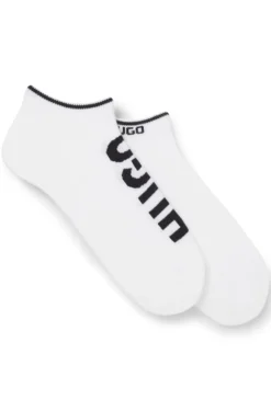 Two-pack of cotton-blend ankle socks with logos