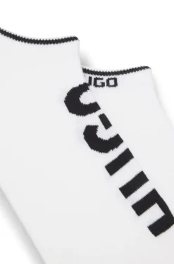 Two-pack of cotton-blend ankle socks with logos