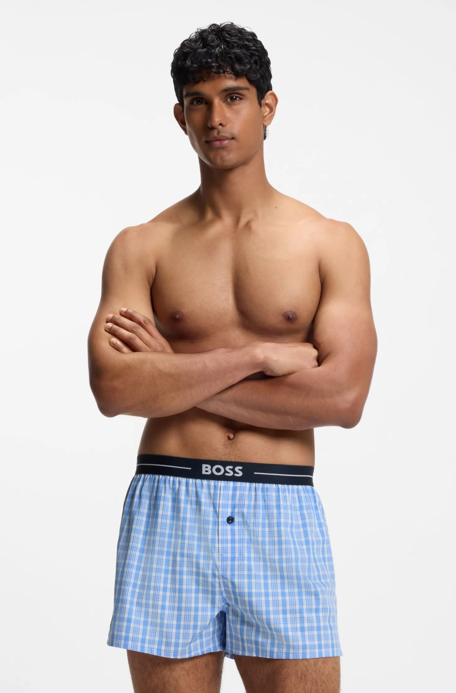Two-pack of cotton pyjama shorts with logo waistbands