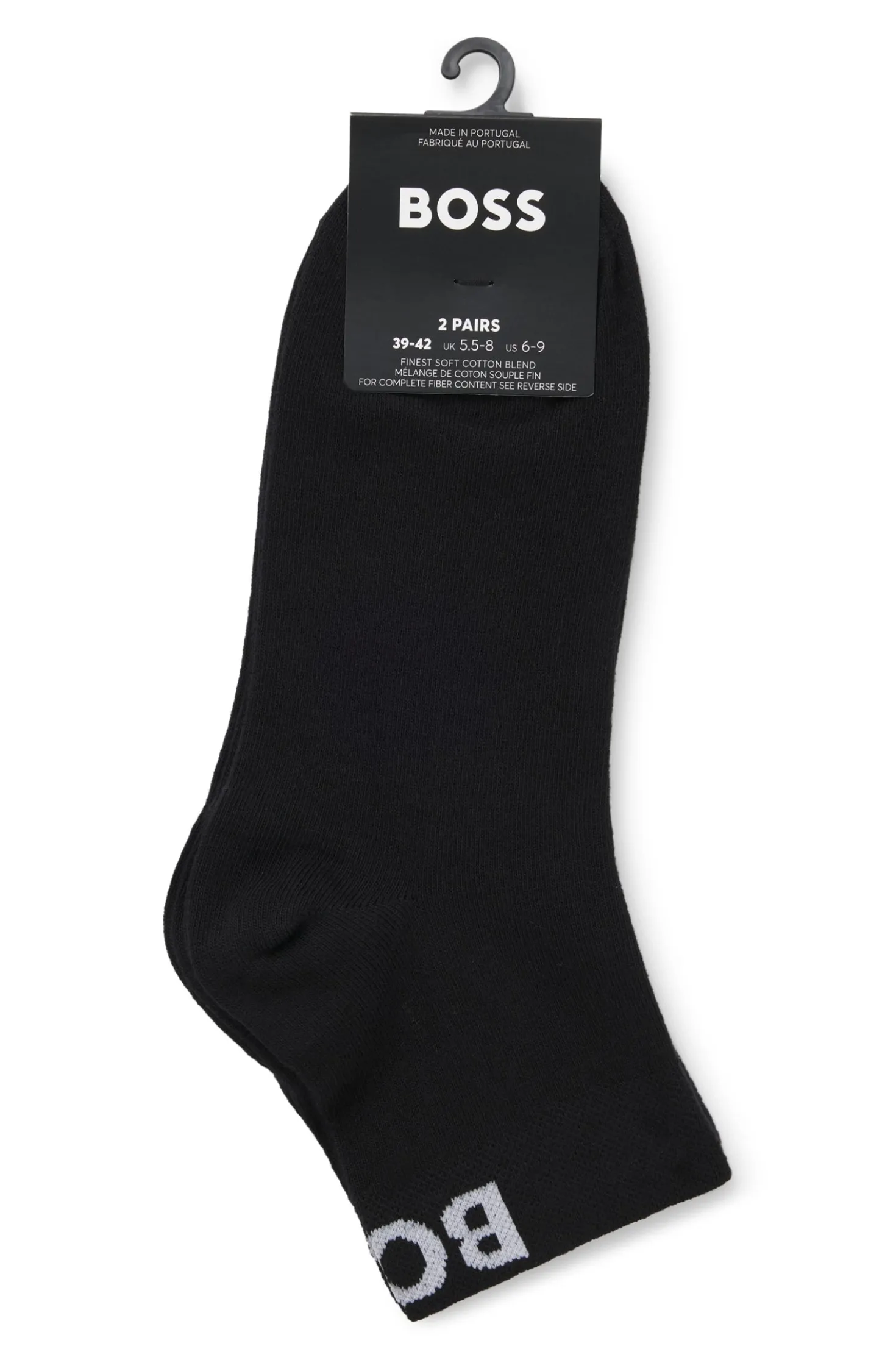 Two-pack of quarter-length socks with contrast logos