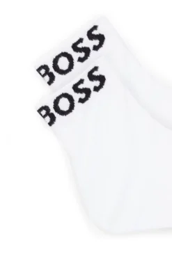 Two-pack of quarter-length socks with contrast logos