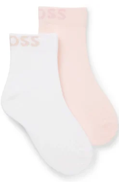 Two-pack of quarter-length socks with contrast logos