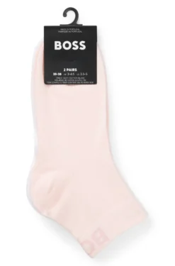 Two-pack of quarter-length socks with contrast logos