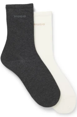 Two-pack of regular-length cotton-blend logo socks