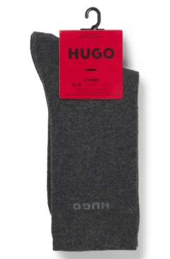 Two-pack of regular-length cotton-blend logo socks
