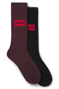 Two-pack of regular-length socks with logo labels