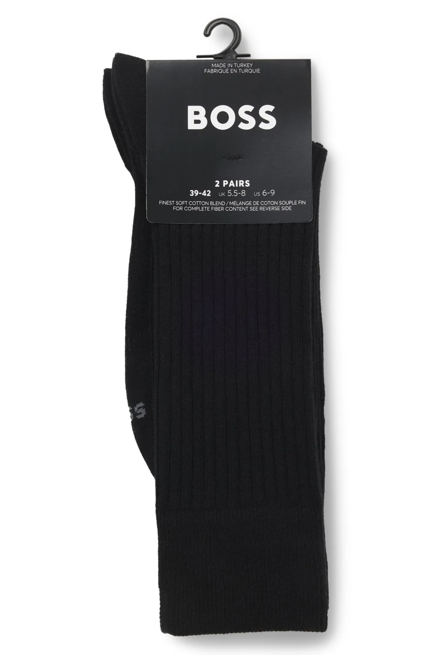 Two-pack of regular-length socks with ribbed structure