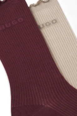 Two-pack of regular-length socks with lettuce cuff