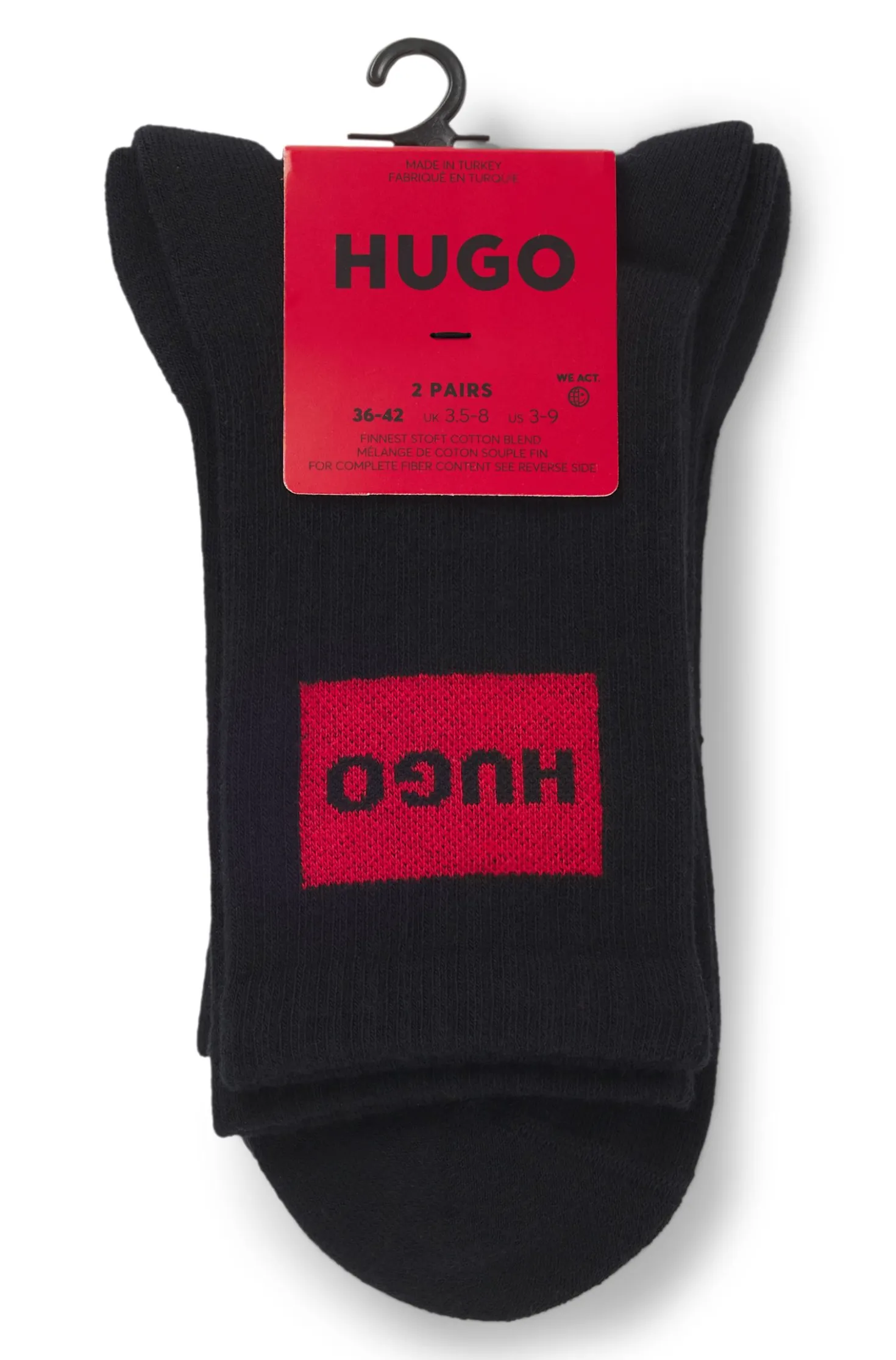 Two-pack of short-length socks with red logos