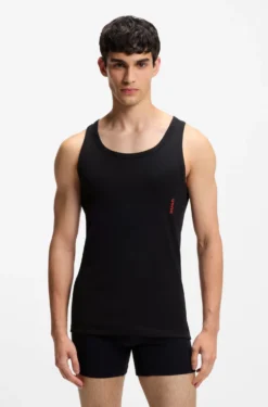 Two-pack of underwear vests in ribbed stretch cotton