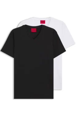 Two-pack of V-neck T-shirts in stretch cotton