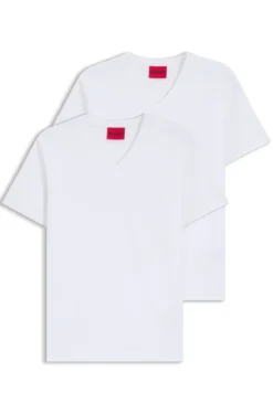 Two-pack of V-neck T-shirts in stretch cotton