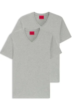 Two-pack of V-neck T-shirts in stretch cotton