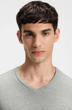 Two-pack of V-neck T-shirts in stretch cotton