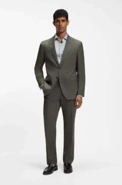 Two-piece regular-fit suit in melange stretch wool
