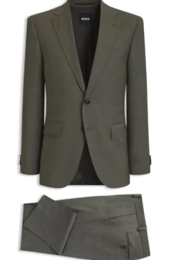 Two-piece regular-fit suit in melange stretch wool