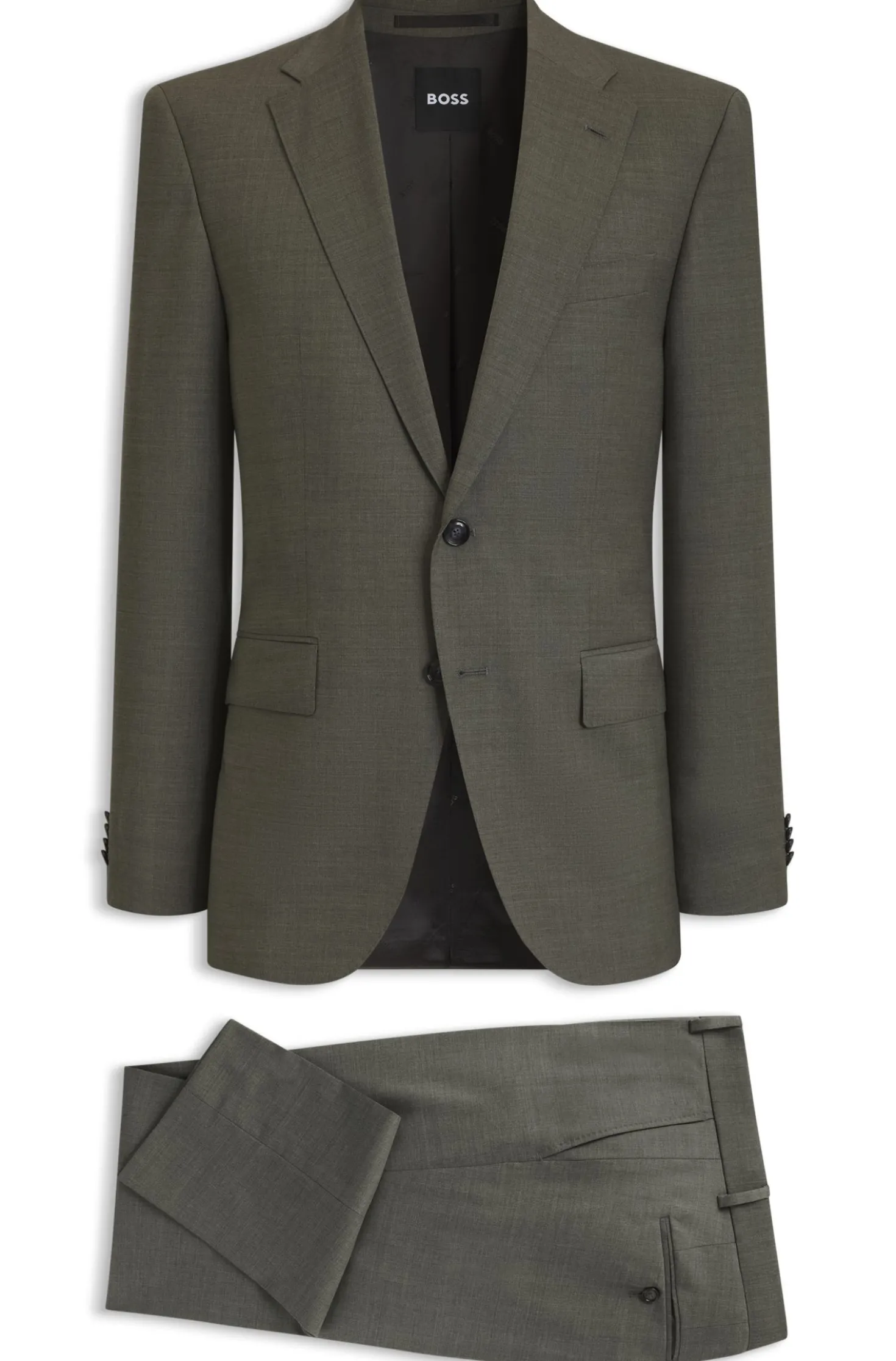 Two-piece regular-fit suit in melange stretch wool
