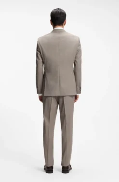 Two-piece regular-fit suit in melange stretch wool