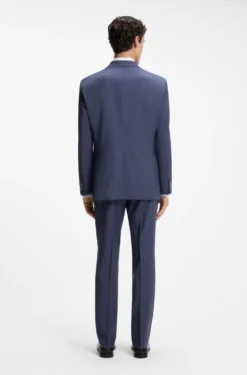 Two-piece regular-fit suit in melange stretch wool