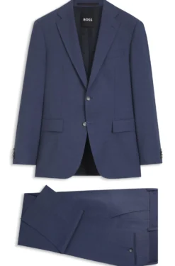 Two-piece regular-fit suit in melange stretch wool