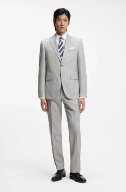 Two-piece regular-fit suit in striped virgin wool