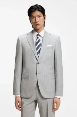 Two-piece regular-fit suit in striped virgin wool