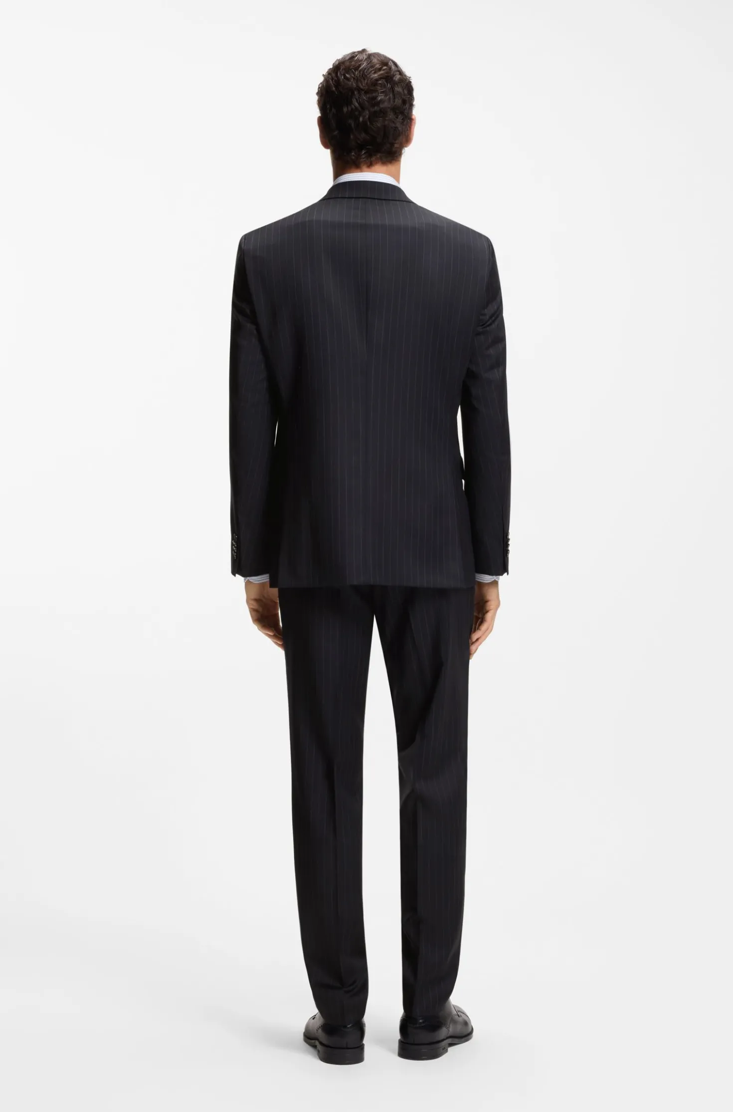 Two-piece regular-fit suit in striped virgin wool
