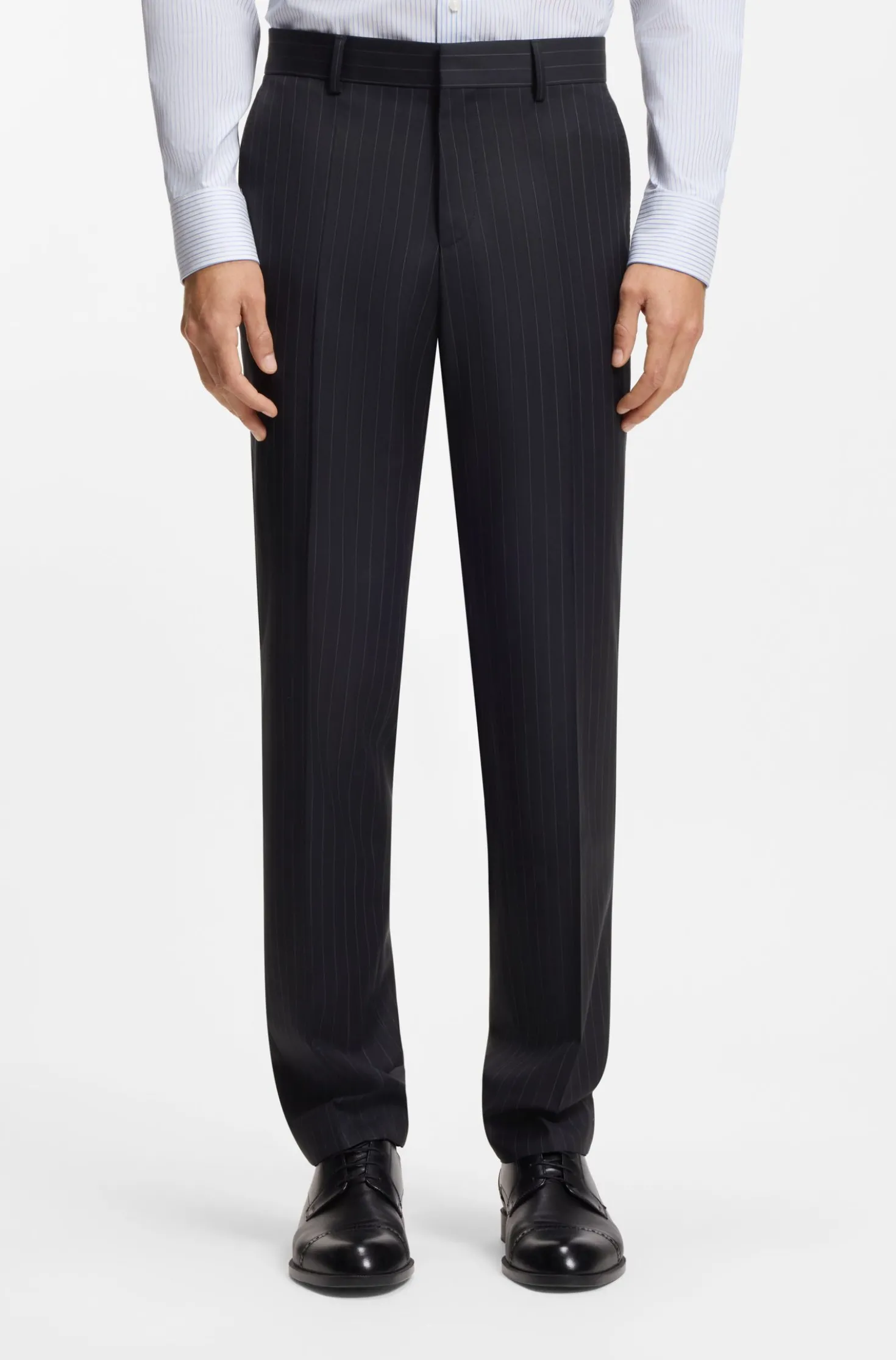 Two-piece regular-fit suit in striped virgin wool