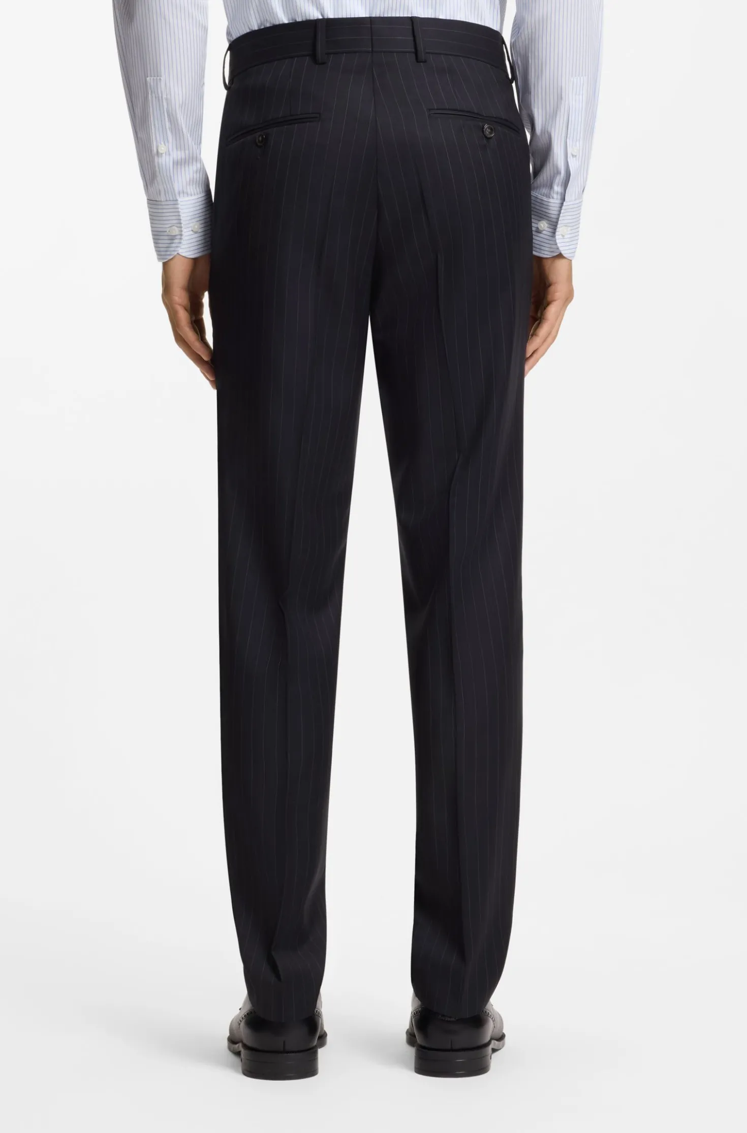Two-piece regular-fit suit in striped virgin wool