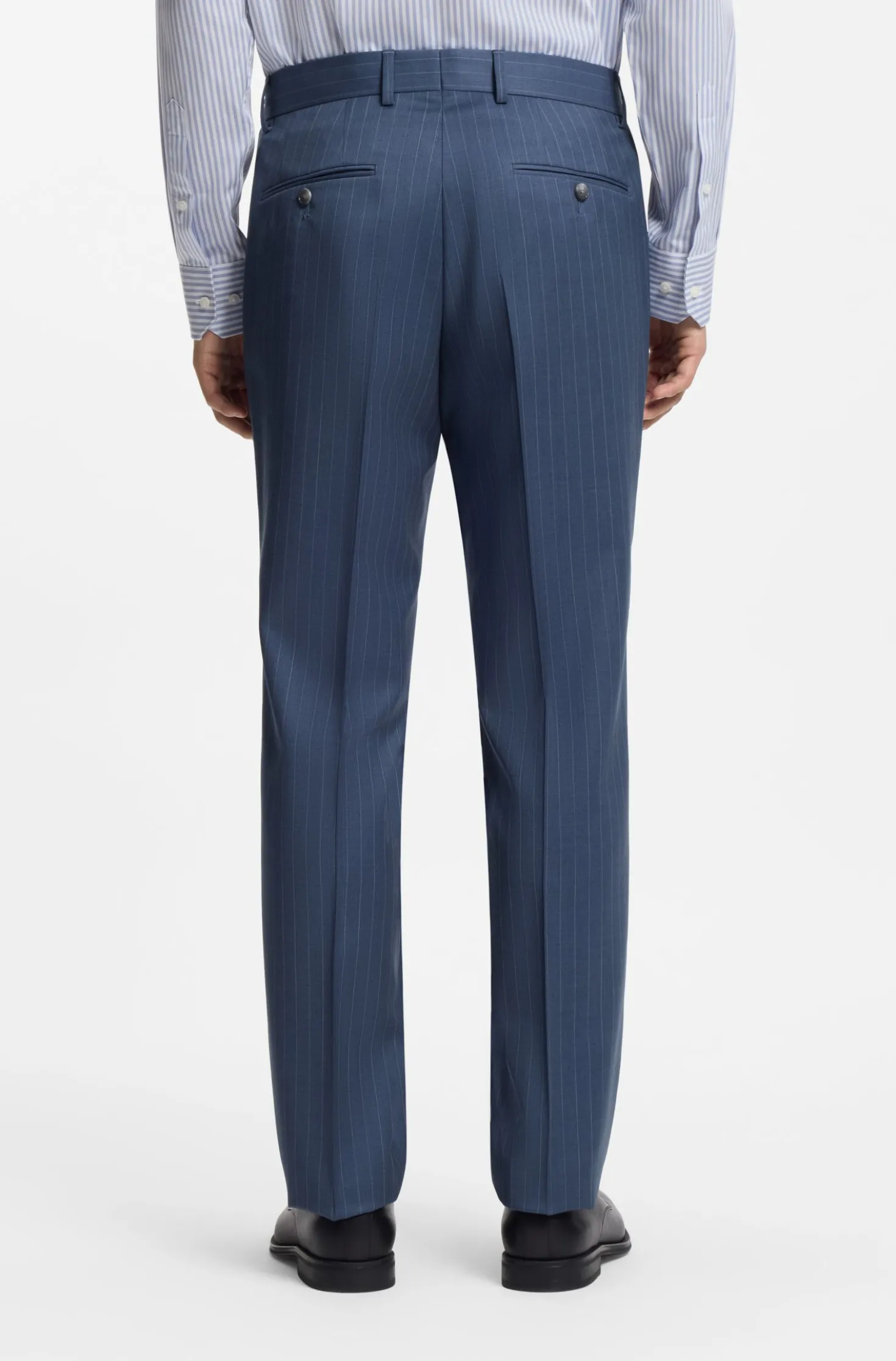 Two-piece regular-fit suit in striped virgin wool