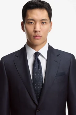 Two-piece regular-fit suit in virgin wool and silk