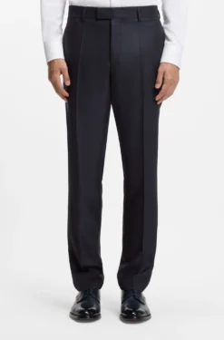 Two-piece regular-fit suit in virgin wool and silk