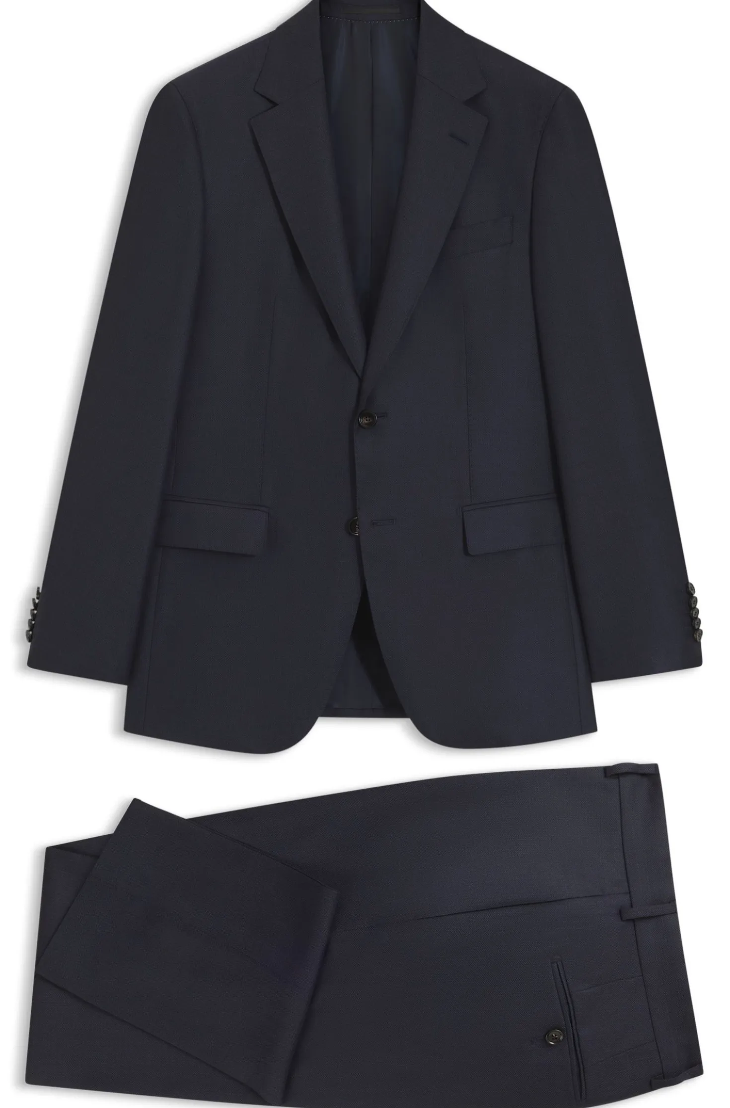 Two-piece regular-fit suit in virgin wool and silk