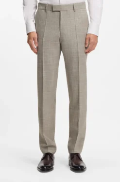 Two-piece slim-fit suit in a patterned wool-silk blend