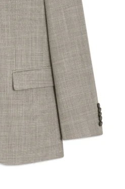 Two-piece slim-fit suit in a patterned wool-silk blend