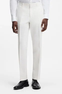 Two-piece slim-fit suit in cotton and linen