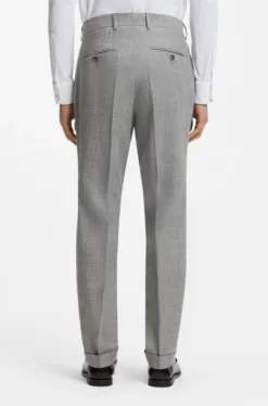 Two-piece slim-fit suit in cotton and virgin wool