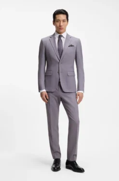 Two-piece slim-fit suit in micro-patterned fabric