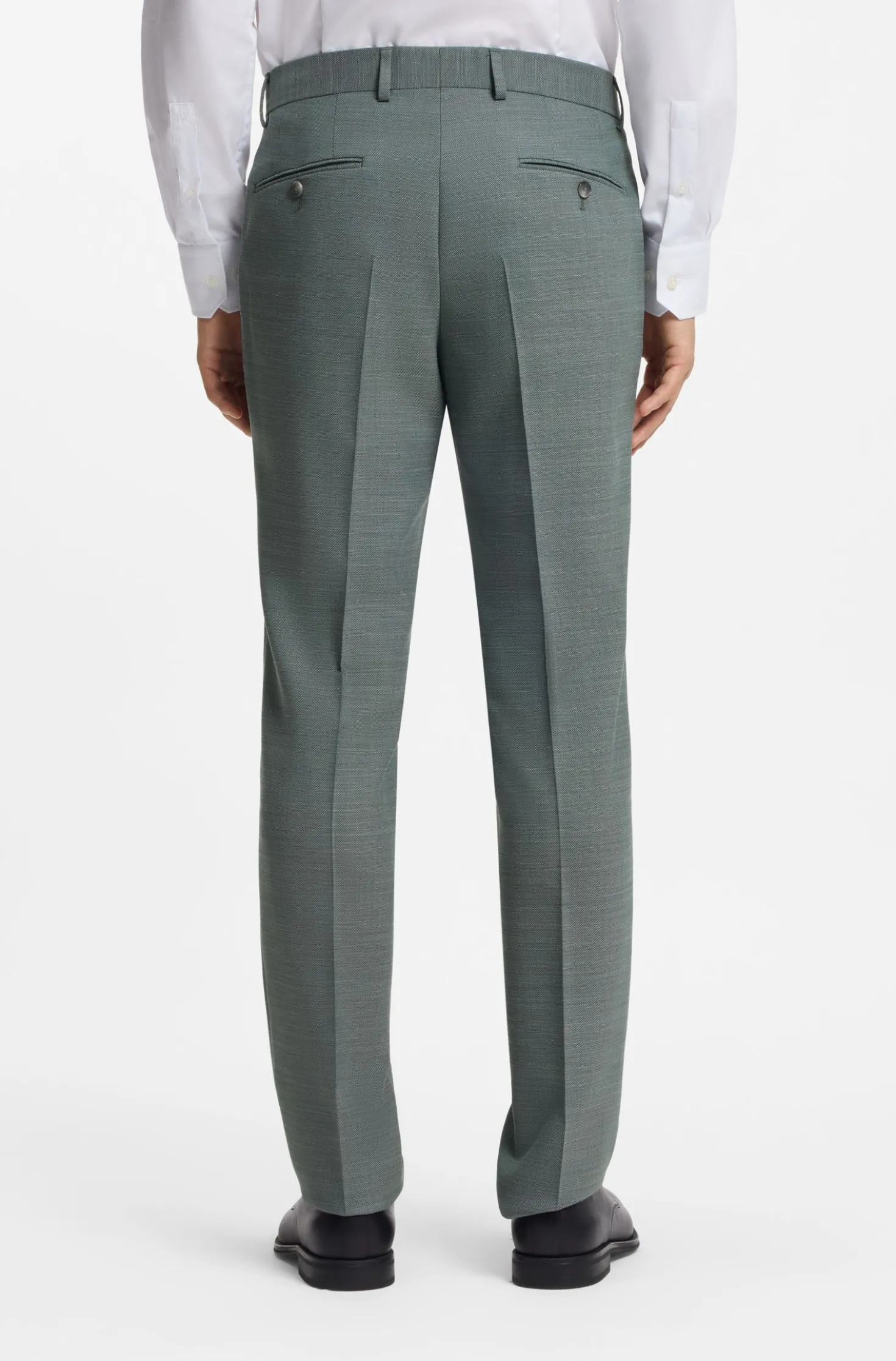 Two-piece slim-fit suit in micro-patterned stretch cloth
