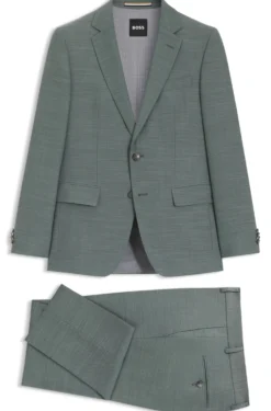 Two-piece slim-fit suit in micro-patterned stretch cloth