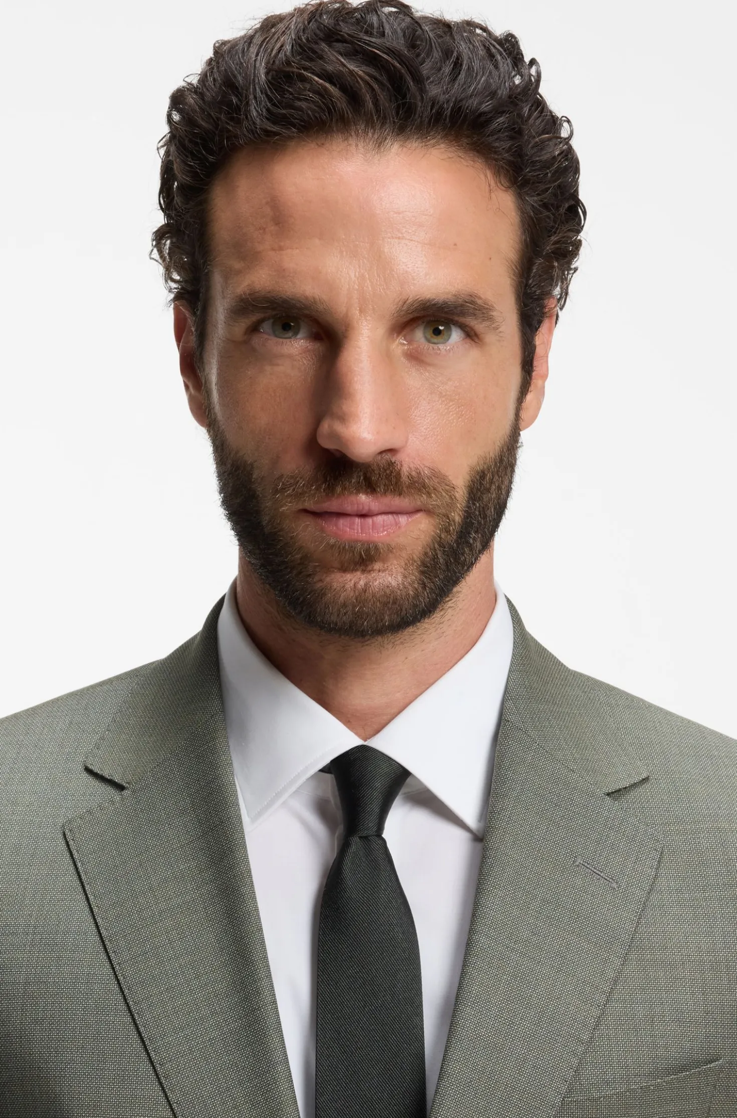Two-piece slim-fit suit in patterned stretch wool