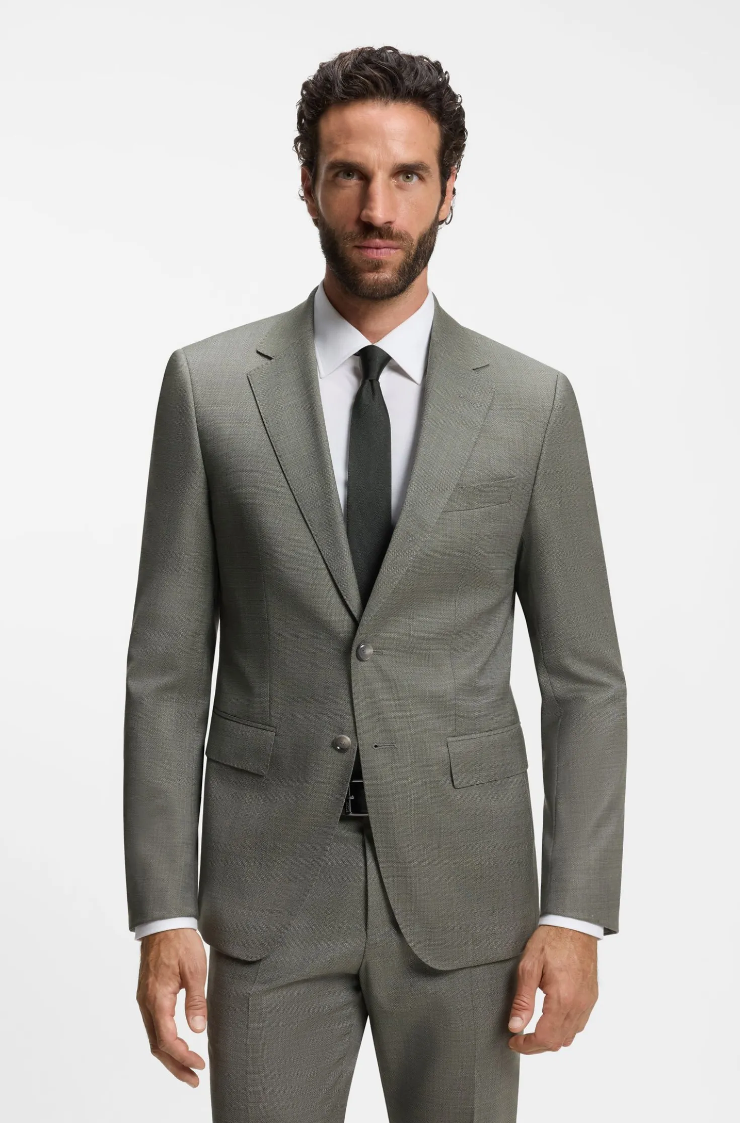 Two-piece slim-fit suit in patterned stretch wool