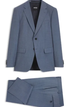 Two-piece slim-fit suit in patterned stretch wool