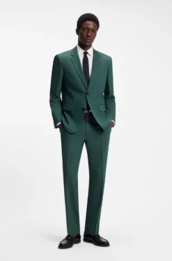 Two-piece slim-fit suit in performance-stretch twill