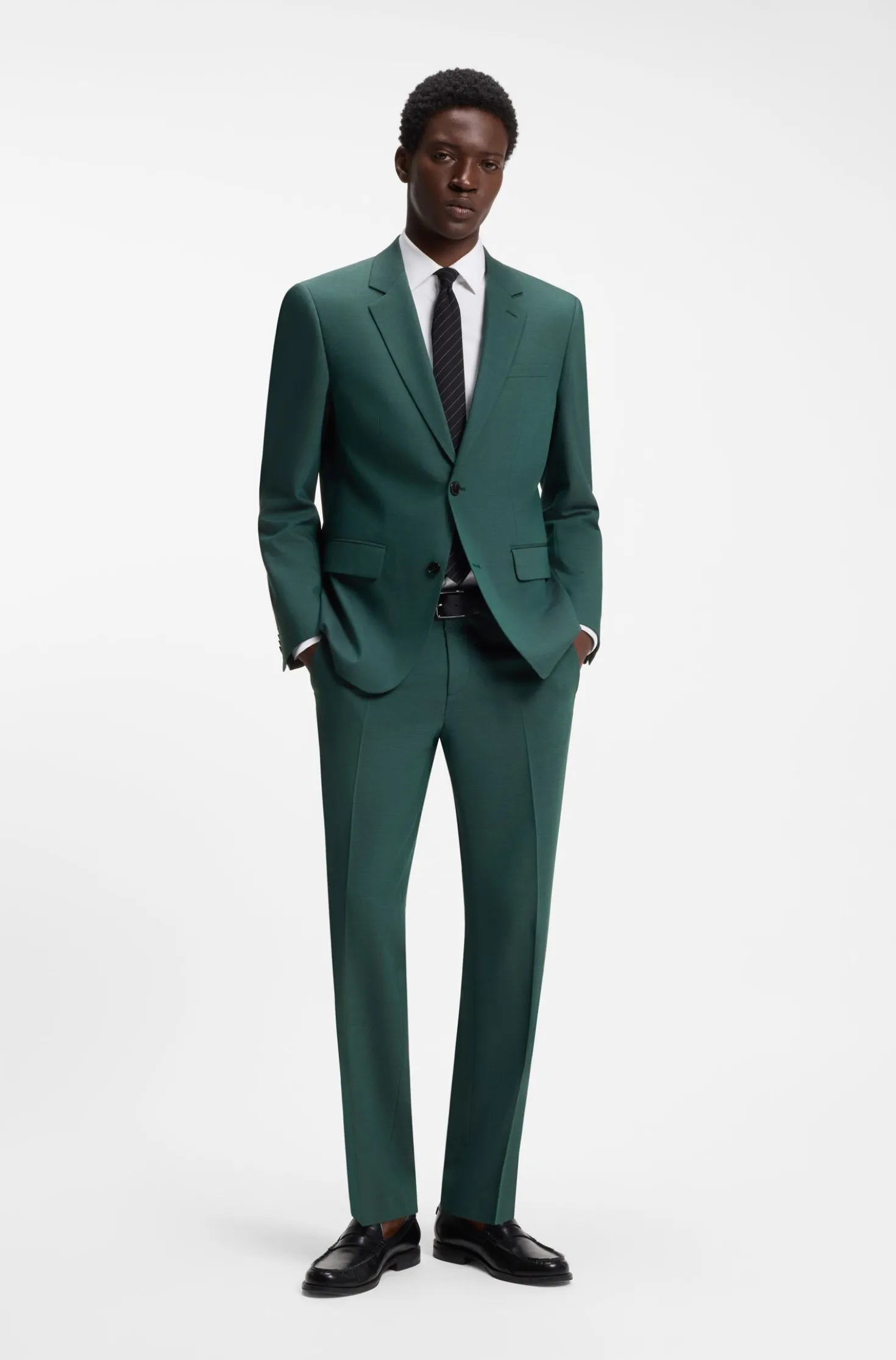 Two-piece slim-fit suit in performance-stretch twill