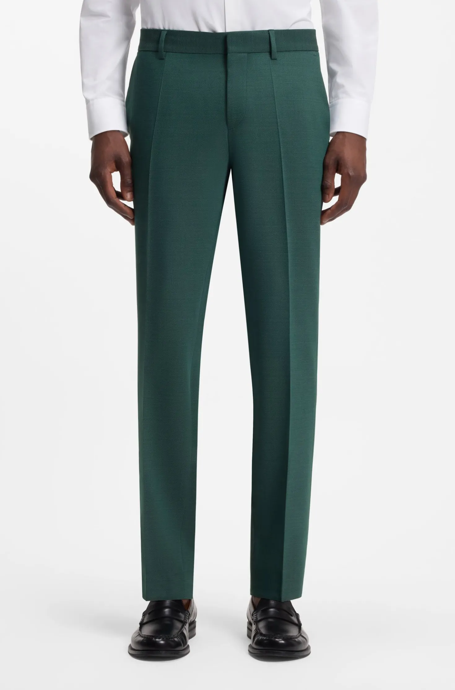 Two-piece slim-fit suit in performance-stretch twill
