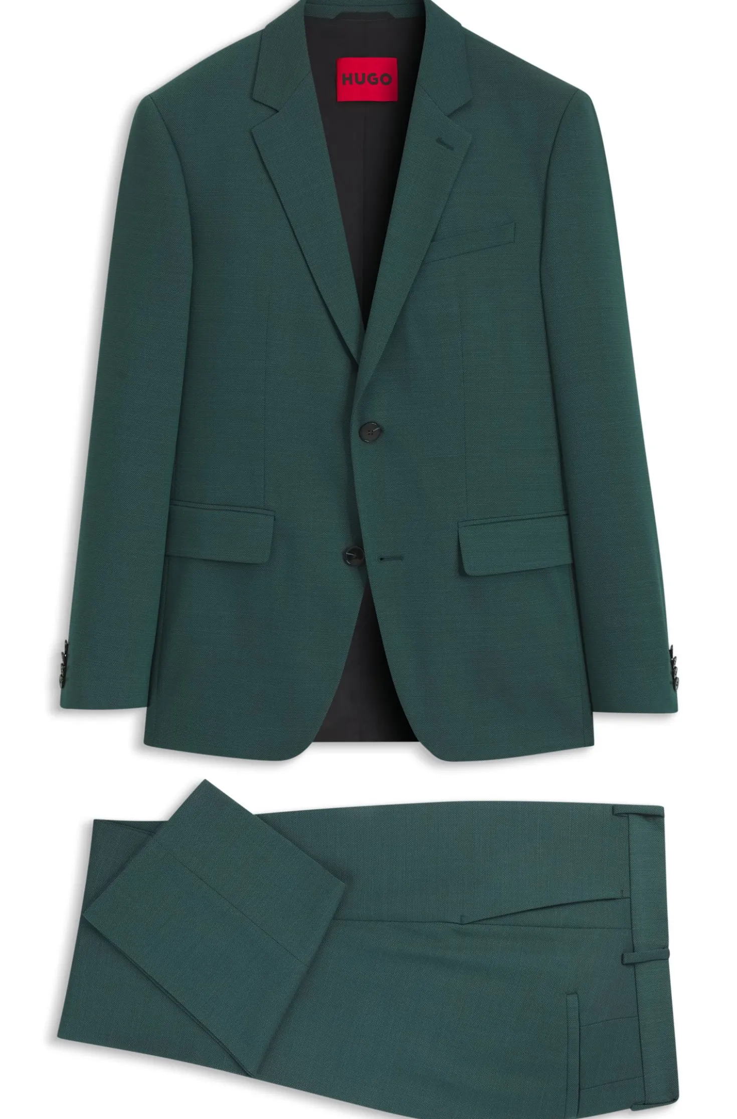 Two-piece slim-fit suit in performance-stretch twill